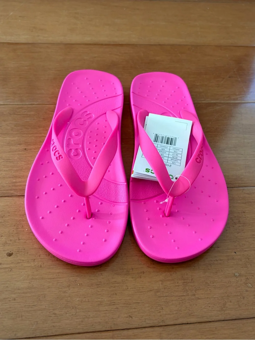 CROCS Bright Pink Flip Flop Thong Sandals, 6 - Picture 2 of 7